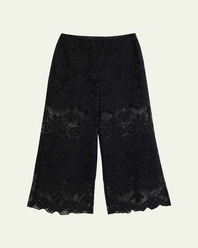 Gina Wide-Leg Geometric Floral Lace Pants